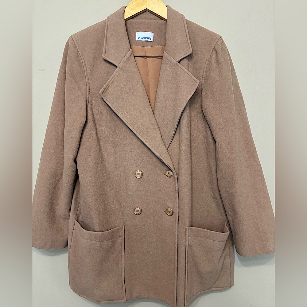 LA REDOUTE Vintage Wool Cashmere Double Breasted Tan Coat